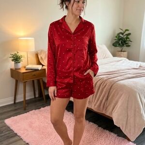 Auden Red Satin Polka Dot Short PJ Set